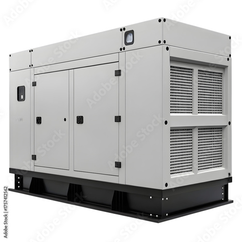 Stationary diesel generator isolated on transparent background