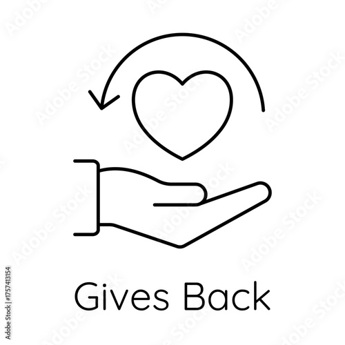 Giving Hand Symbol - Volunteer Work - Helping Others - Outline Vector - Non-Profit Giving