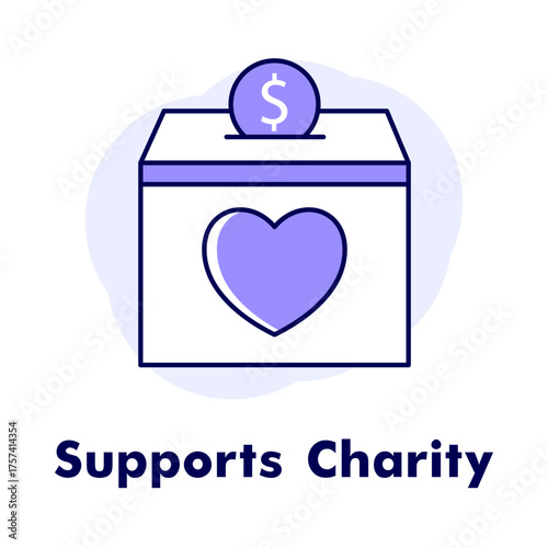 Supports Charity Icon - Donation Fundraiser - Giving Back - Social Cause - Vector