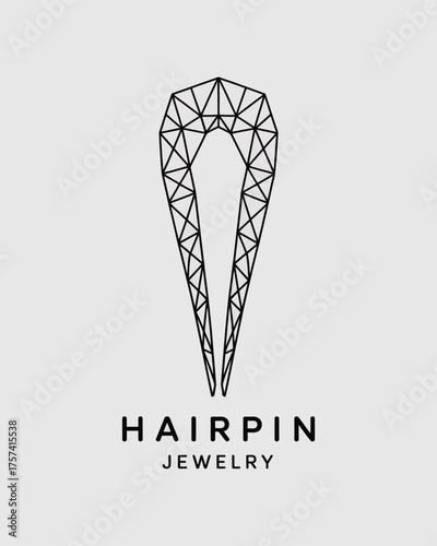 Modern hairpin jewelry logo design showcasing geometric elegance and minimalist style, perfect for branding, fashion accessories, and sophisticated design projects, a unique and stylish icon