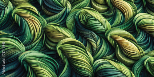 A ripple textured background of abstract tropical leaves in shades of green, teal, and hints of yellow creating a vibrant natural pattern.