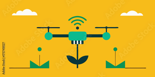 Flat Design AI Powered Agriculture Smart Drone