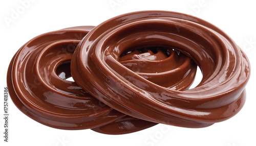 Fototapeta Naklejka Na Ścianę i Meble -  濃厚チョコレートの渦が絡み合う美しい曲線｜背景なし・透過PNG・コピースペース