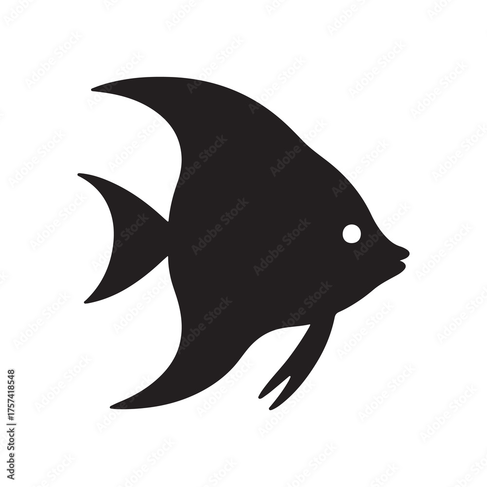 Naklejka premium Angelfish Silhouette Icon Vector Tropical Aquarium Fish Symbol Graphic Design Illustration