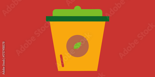 Flat Design Food Waste Recycling Smart Bin