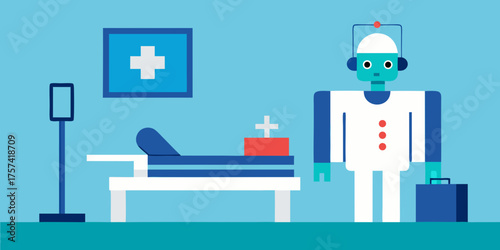 Futuristic Hospital Ward With Robot