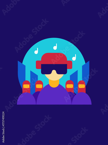 flat design robot barista making coffee machine background
