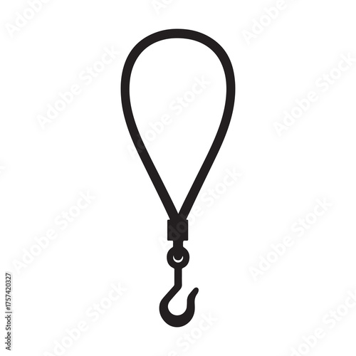 Hook Rope Icon - Bungee, Elastic, Cargo, Strap, Hanging Utility Symbol