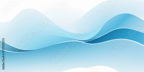Abstract blue wave design with a soft curve pattern like ocean water for a calming vector background