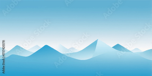 This winter mountain landscape vector illustration features snowy peaks under a vast sky