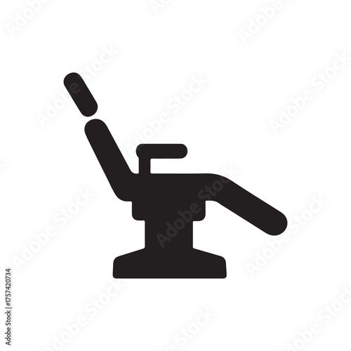 Dental Chair Silhouette Vector Icon Dentist Equipment Medical Furniture Clinic Tool Illustration Isolated Design