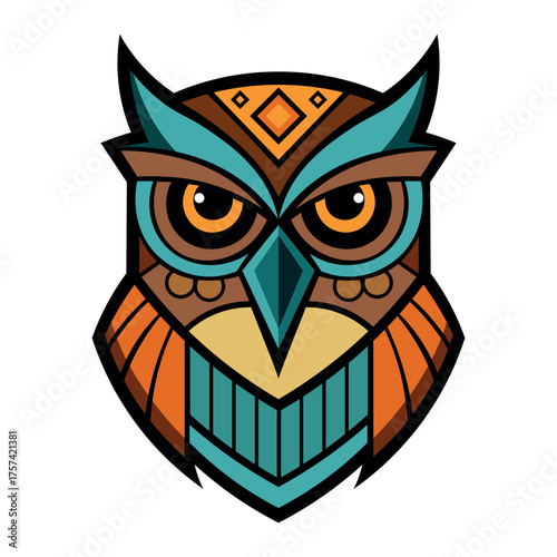 Creative Geometric Style Owl Head Vector Illustration