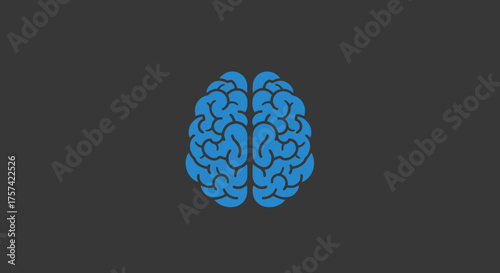 Blue brain graphic on a gray background
