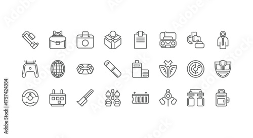 Hand drawn outline icons representing various objects and symbols for creative design projects vector