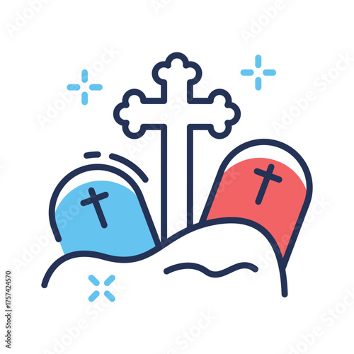 Haunted graveyard with tombstones, perfect for Halloween spooky artwork.