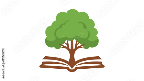 Tree Growing from Open Book Education Knowledge Vector Concept