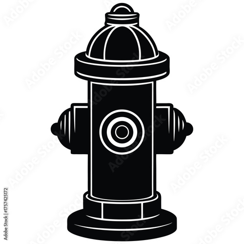 Black and white illustration of a fire hydrant for fire safety