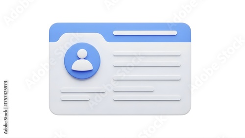 Profile card user interface ui design template contact information business card personal data card 3d render on transparent background