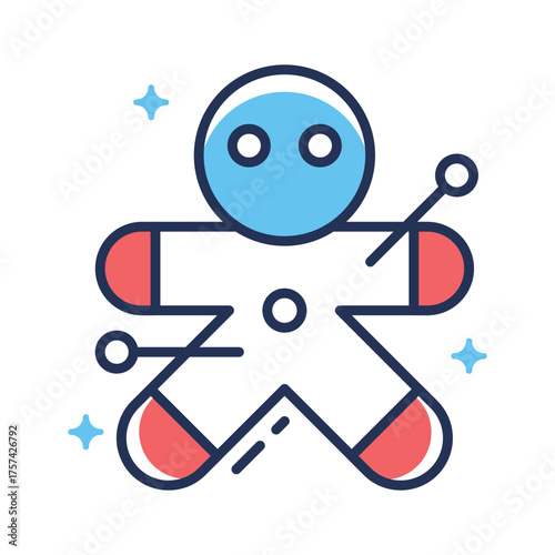 Take a look at this amazing flat outline icon of voodoo doll in modern style