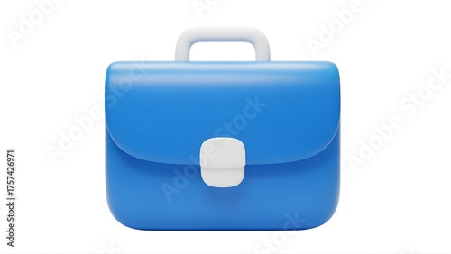 Blue briefcase illustration business portfolio work bag office case file document professional 3d render on transparent background