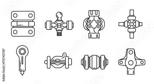 Mechanical components collection industrial parts diagrams technical drawing design elements machine parts assembly vector
