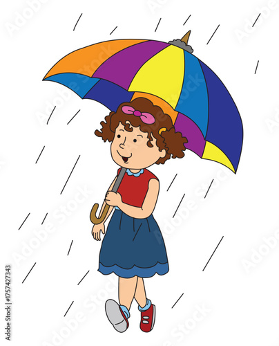 Girl Skipping Through Rain Drops