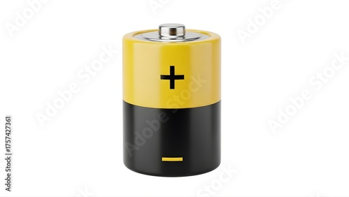 Isolated alkaline battery energy power source electricity cell voltage electrical charge technology 3d render on transparent background