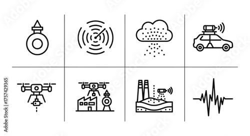 Set of artificial intelligence and industry 40 line icons isolated on white background