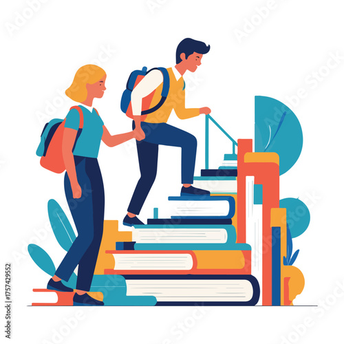 Flat geometric vector for National Mentoring Day featuring mentor support, digital guidance, paper planes, puzzle link, superhero theme & knowledge sharing