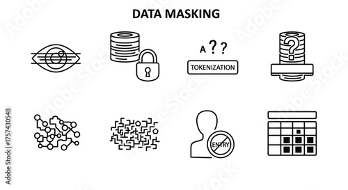 Data masking methods and techniques isolated on white background
