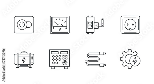 Set of energy and electricity icons isolated on white background in vector