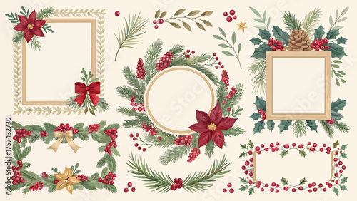 Assortment of Christmas Frames and Wreaths garland