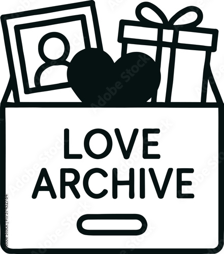 Nostalgic love archive box filled with cherished old gifts and photos