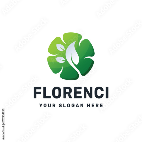 Green Leaf Circle Logo, Abstract Nature Symbol for Eco, Agriculture, and Wellness Branding