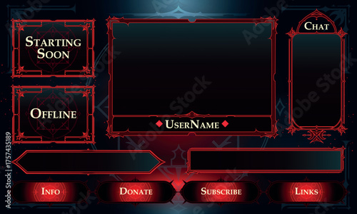 Set of Dark Fantasy User Interface Elements. Fantasy magic stream overlay. Vector Illustration EPS10