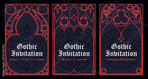 Gothic style invitation with ancient vintage elements. Sacred geometry border and frame. Vector illustration. EPS 10	