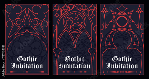 Gothic style invitation with ancient vintage elements. Sacred geometry border and frame. Vector illustration. EPS 10	