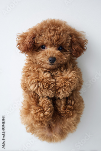 Cute brown mini toy poodle