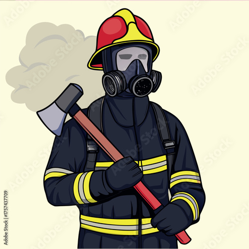 Military person in protective gas mask and helmet for chemical war or toxic air pollution safety