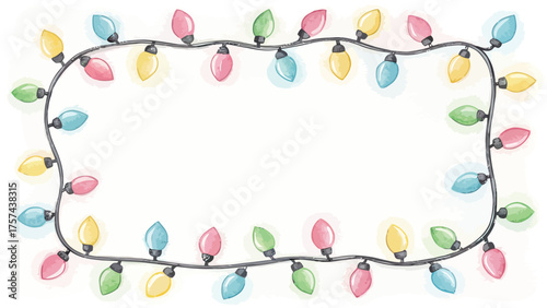 Colorful Christmas Lights Border Frame garland densely