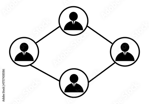 Group of connected people on white background.