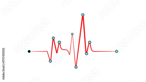Dynamic red heartbeat line representing health, medical, wellness, and vital signs against a clean white background for modern design