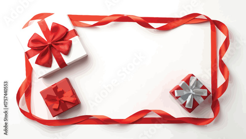 Christmas Gift Boxes and Red Ribbon Frame gifts presents