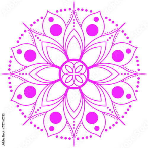 Pink Mandala Flower Design – Geometric Floral Ornament in Line Art Style