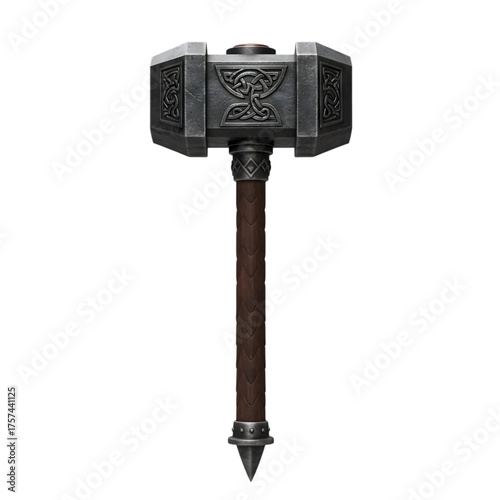 Ornate War Hammer: Medieval Weapon Design isolated on transparent background