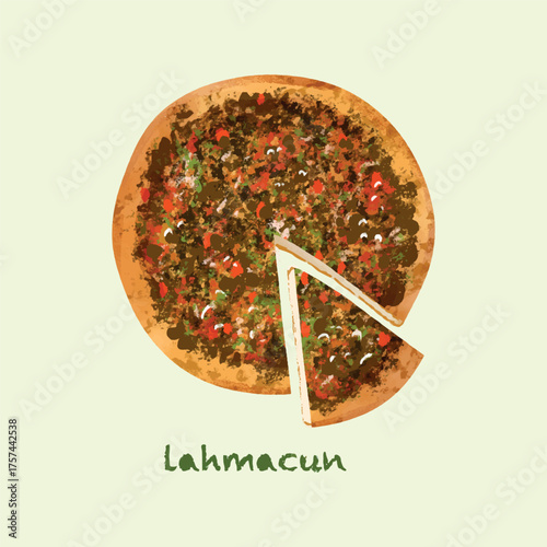 turkish lahmacun hand drawn