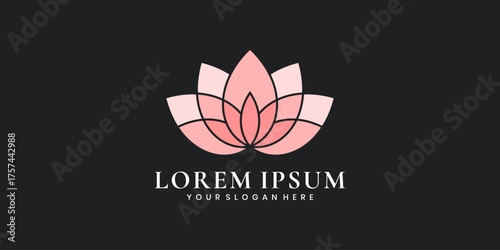 Elegant pink lotus flower logo design, minimalist floral emblem