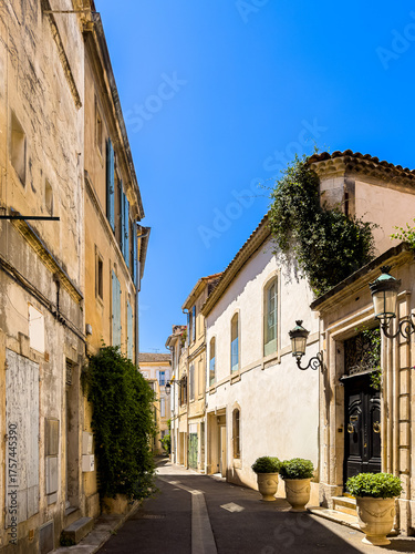 Street view of old village Arles in France