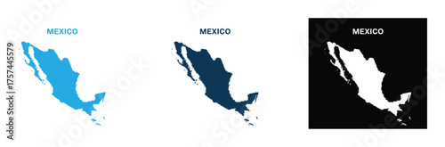 Explore Mexico with these vibrant and versatile country map illustrations in multiple color options, perfect for travel, education, and design projects