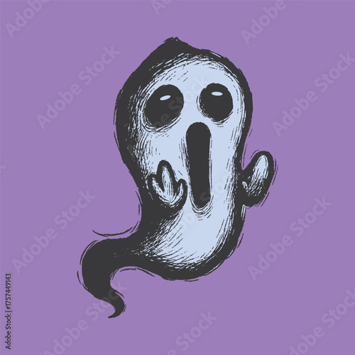 Spooky Ghost Cartoon Hand drawn